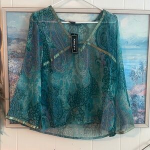 Natori Women's Blue Paisley Top